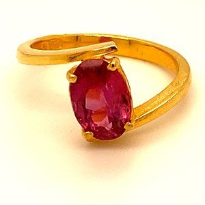 GIA Purple Pink Sapphire 2.07ct Solid 22K Ring